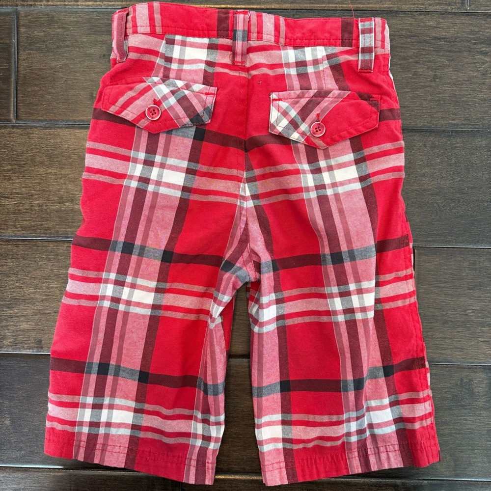 💜3/$15 Seven Souls Red & Black Plaid Flat Front Bermuda Shorts Boys 7 - Picture 3 of 8
